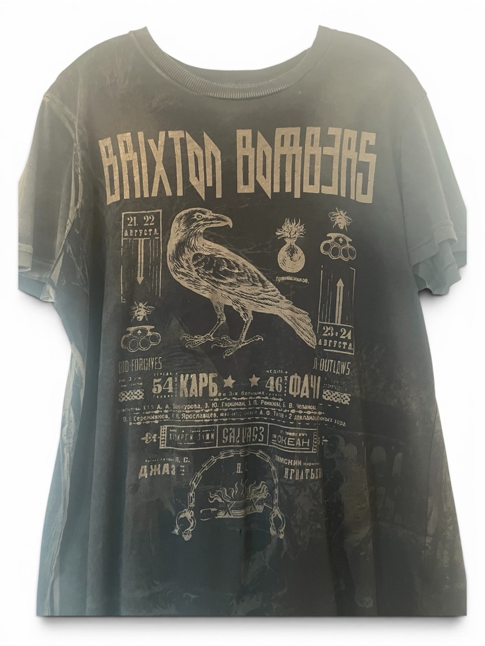 Vintage Brixton Bombers Distressed Black Savage Men’s Tee Size Large